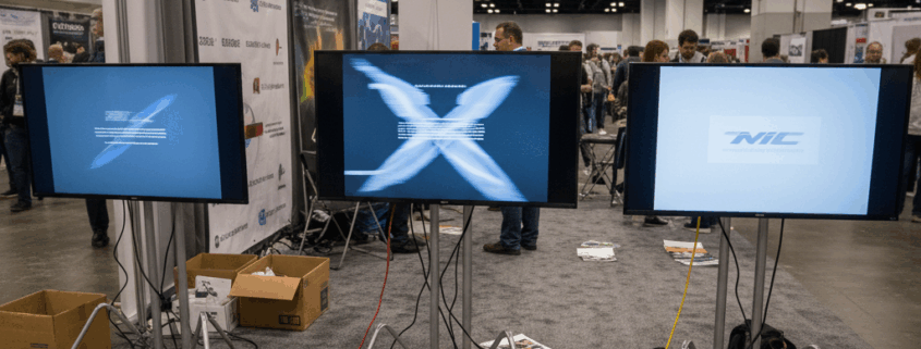 Poorly Positioned Screens in a Trade Show Booth