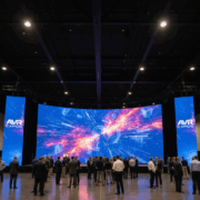 AVR Expos LED wall installation at a Dallas corporate event displaying wide-format visuals.