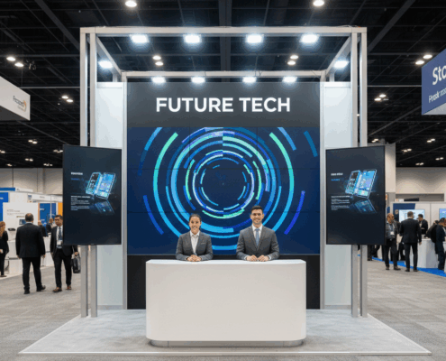 AV technician adjusting audio and video controls during a live event.