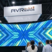 LED video wall setup for a trade show booth with AVR Expos.
