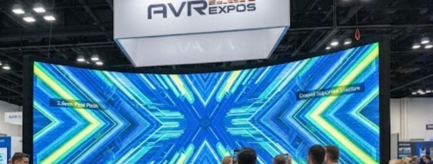 LED video wall setup for a trade show booth with AVR Expos.