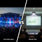 LED video wall setup for a trade show booth with AVR Expos.