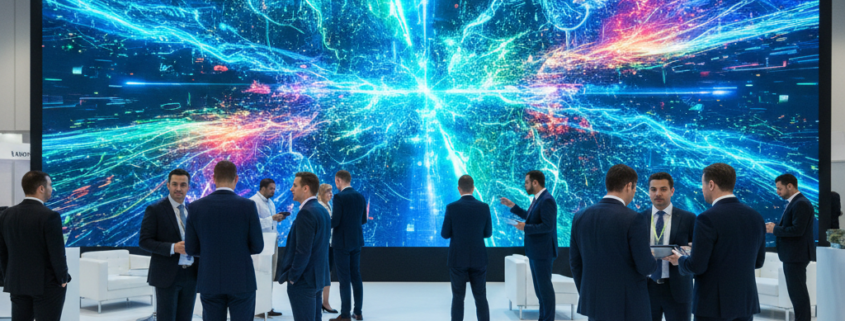 LED wall installed in an Orlando trade show booth replacing traditional printed graphics.