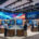 Monitor configuration inside a 10x20 Las Vegas trade show booth with multiple displays.