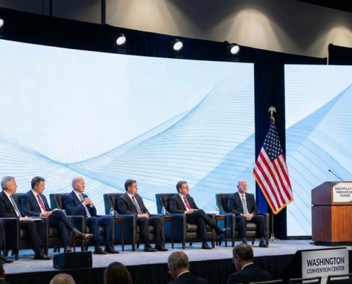 Visually neutral LED display used at a government or policy event in Washington DC.
