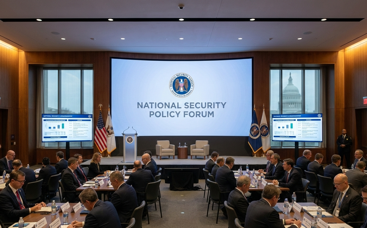 Directional speakers and professional display placement for a policy-focused event