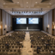 Conference general session AV system with properly scaled screens and sound