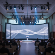 Large LED stage backdrop used for a corporate conference general session