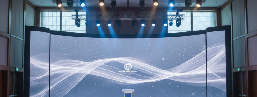 Large LED stage backdrop used for a corporate conference general session