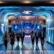 Immersive LED tunnel structure at a corporate event
