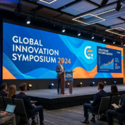 High-resolution LED display used for conference stage presentation