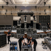 AV equipment being delivered and installed for conference