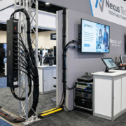 trade show booth power distribution and AV equipment setup