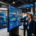 touchscreen data visualization display at Boston trade show booth