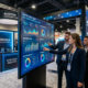 touchscreen data visualization display at Boston trade show booth