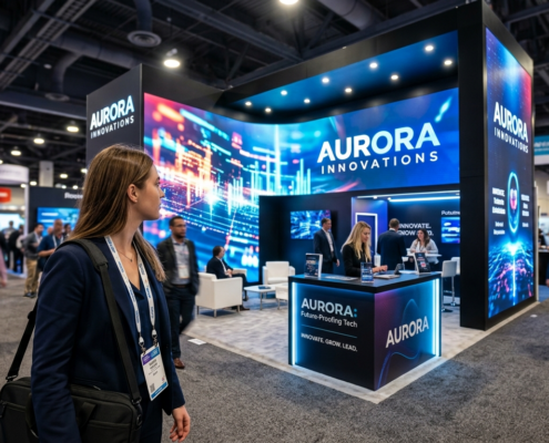 LED video wall product launch setup in New York City event space